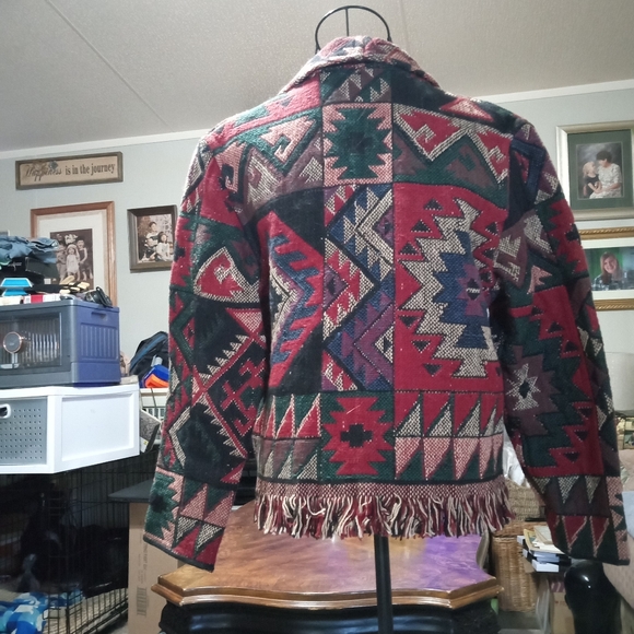 Don't Mess With Texas Jacket Aztec Tapestry Boho Southwestern Blazer S Small - Picture 3 of 9
